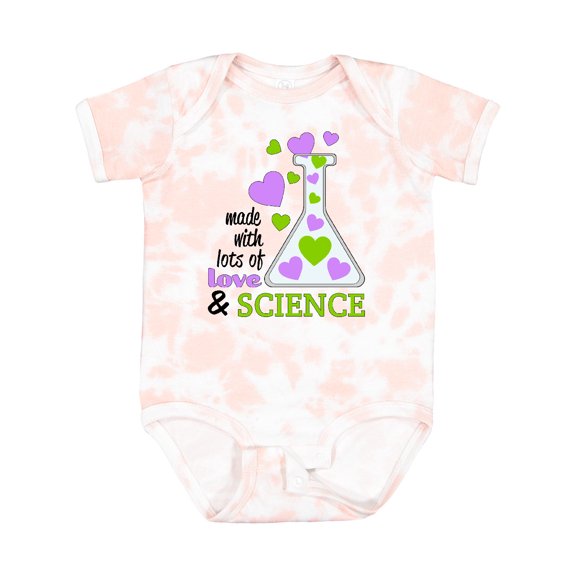 Inktastic Made with Lots of Love and Science Heart Bubbles in a Beaker Boys or Girls Baby Bodysuit