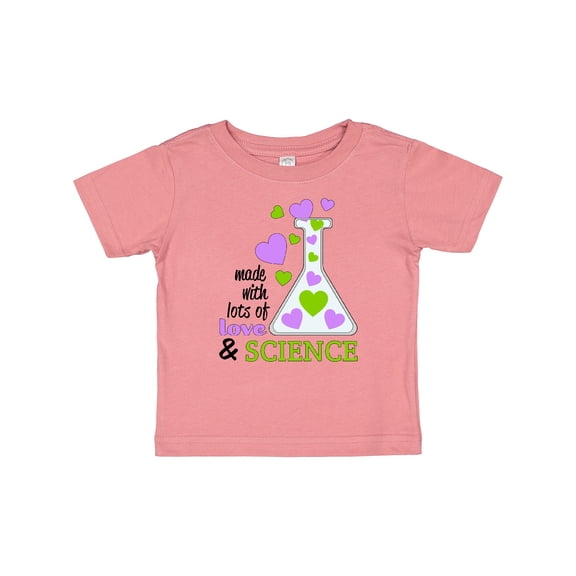 Inktastic Made with Lots of Love and Science Heart Bubbles in a Beaker Boys or Girls Baby T-Shirt
