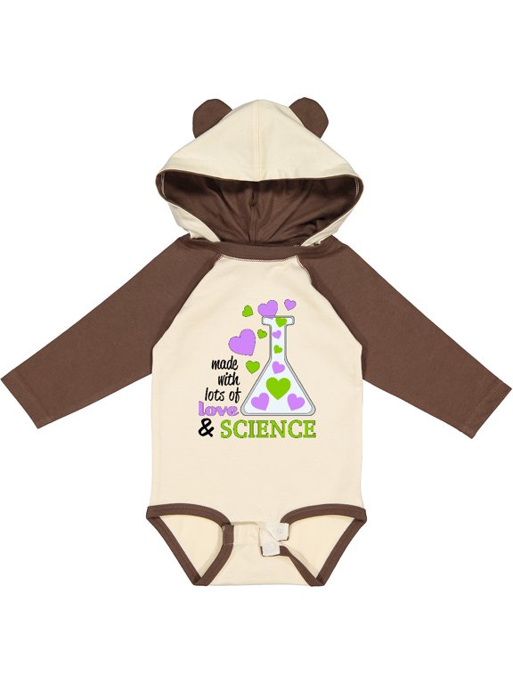 Inktastic Made with Lots of Love and Science Heart Bubbles in a Beaker Boys or Girls Long Sleeve Baby Bodysuit