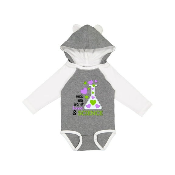 Inktastic Made with Lots of Love and Science Heart Bubbles in a Beaker Boys or Girls Long Sleeve Baby Bodysuit