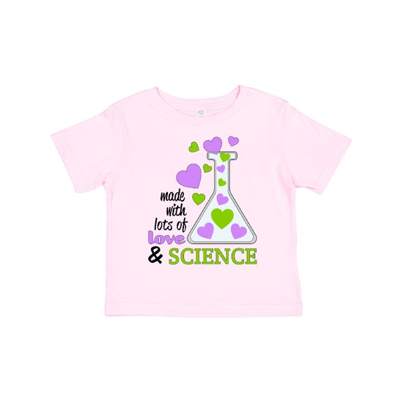 Inktastic Made with Lots of Love and Science Heart Bubbles in a Beaker Boys or Girls Toddler T-Shirt