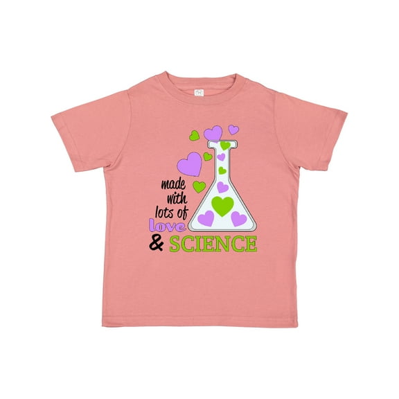 Inktastic Made with Lots of Love and Science Heart Bubbles in a Beaker Boys or Girls Toddler T-Shirt