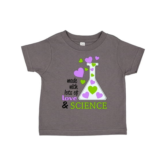 Inktastic Made with Lots of Love and Science Heart Bubbles in a Beaker Boys or Girls Toddler T-Shirt
