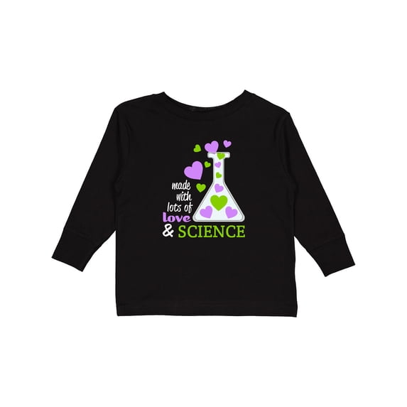 Inktastic Made with Lots of Love and Science heart bubbles in a beaker Boys or Girls Long Sleeve Toddler T-Shirt