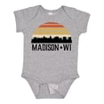 thumbnail image 1 of Inktastic Madison Wisconsin Skyline Retro Sunset Boys or Girls Baby Bodysuit, 1 of 5