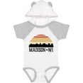 thumbnail image 1 of Inktastic Madison Wisconsin Skyline Retro Sunset Boys or Girls Baby Bodysuit, 1 of 5