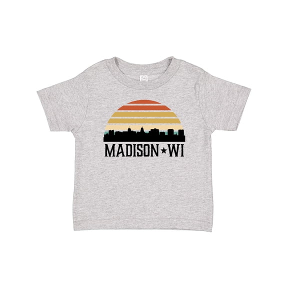 Inktastic Madison Wisconsin Skyline Retro Sunset Boys or Girls Baby T-Shirt