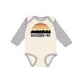 thumbnail image 1 of Inktastic Madison Wisconsin Skyline Retro Sunset Boys or Girls Long Sleeve Baby Bodysuit, 1 of 5