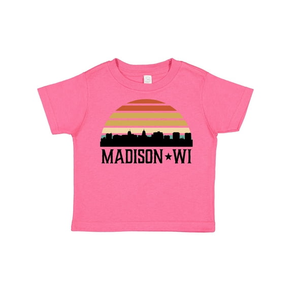 Inktastic Madison Wisconsin Skyline Retro Sunset Boys or Girls Toddler T-Shirt