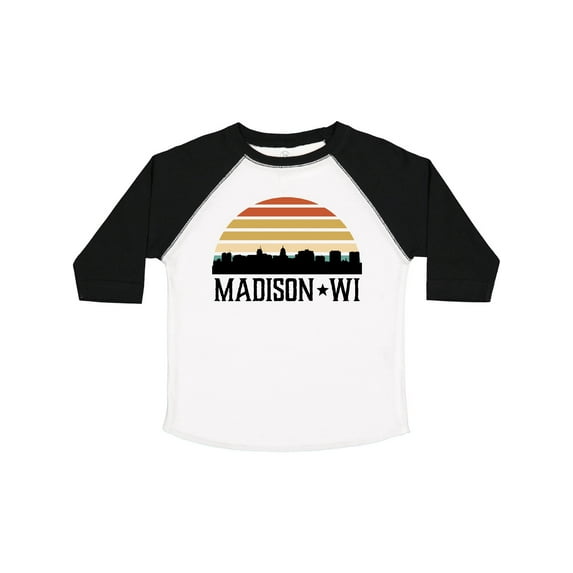 Inktastic Madison Wisconsin Skyline Retro Sunset Boys or Girls Toddler T-Shirt