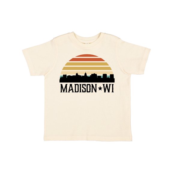 Inktastic Madison Wisconsin Skyline Retro Sunset Boys or Girls Toddler T-Shirt