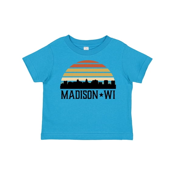 Inktastic Madison Wisconsin Skyline Retro Sunset Boys or Girls Toddler T-Shirt