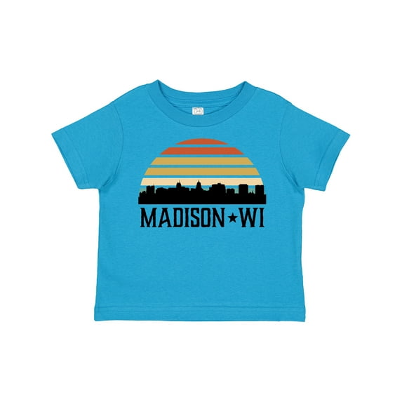 Inktastic Madison Wisconsin Skyline Retro Sunset Boys or Girls Toddler T-Shirt