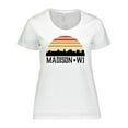 thumbnail image 1 of Inktastic Madison Wisconsin Skyline Retro Sunset Women's Plus Size T-Shirt, 1 of 5