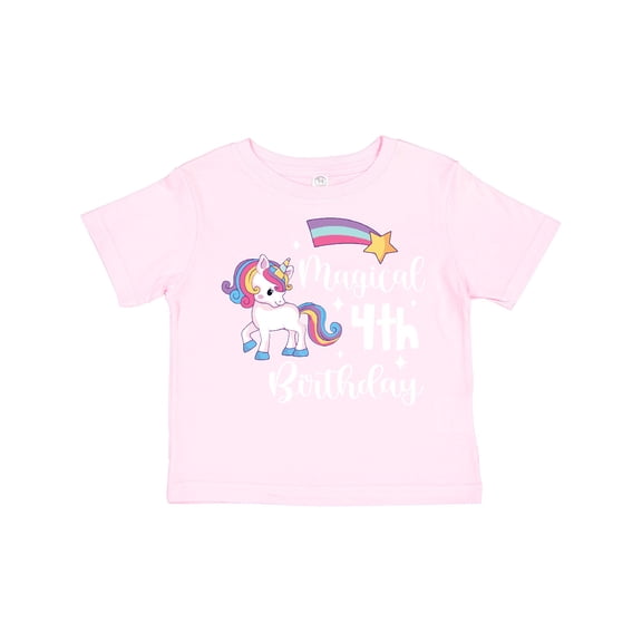 Inktastic Magical 4th Birthday Rainbow Unicorn with Star Boys or Girls Toddler T-Shirt