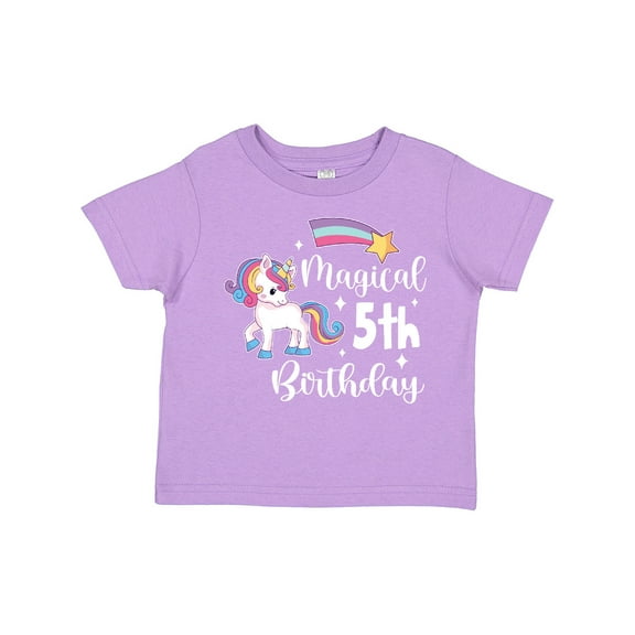 Inktastic Magical 5th Birthday Rainbow Unicorn with Star Boys or Girls Toddler T-Shirt