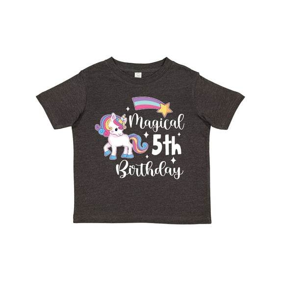 Inktastic Magical 5th Birthday Rainbow Unicorn with Star Boys or Girls Toddler T-Shirt