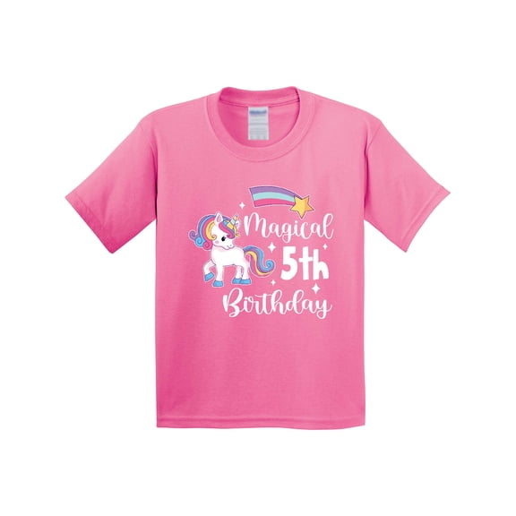 Inktastic Magical 5th Birthday Rainbow Unicorn with Star Youth T-Shirt