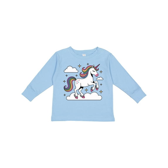 Inktastic Magical Unicorn on Clouds Boys or Girls Long Sleeve Toddler T-Shirt