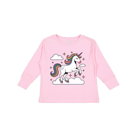 Inktastic Magical Unicorn on Clouds Boys or Girls Long Sleeve Toddler T-Shirt