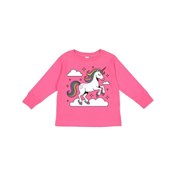 Inktastic Magical Unicorn on Clouds Boys or Girls Long Sleeve Toddler T-Shirt