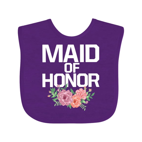 Inktastic Maid of Honor with Flower Illustration Girls Baby Bib