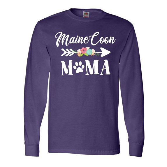 Inktastic Maine Coon Mama with Flowers and Arrow Long Sleeve T-Shirt