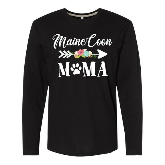 Inktastic Maine Coon Mama with Flowers and Arrow Long Sleeve T-Shirt