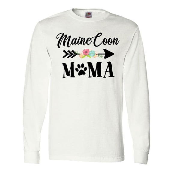 Inktastic Maine Coon Mama with Flowers and Arrow Long Sleeve T-Shirt
