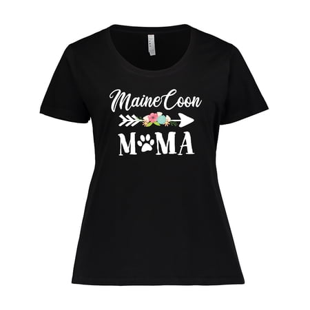 Inktastic Maine Coon Mama with Flowers and Arrow Women's Plus Size T-Shirt