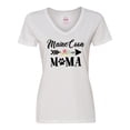 thumbnail image 1 of Inktastic Maine Coon Mama with Flowers and Arrow Women's V-Neck T-Shirt, 1 of 5