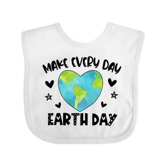 Inktastic Make Every Day Earth Day with Hearts and Stars Boys or Girls Baby Bib