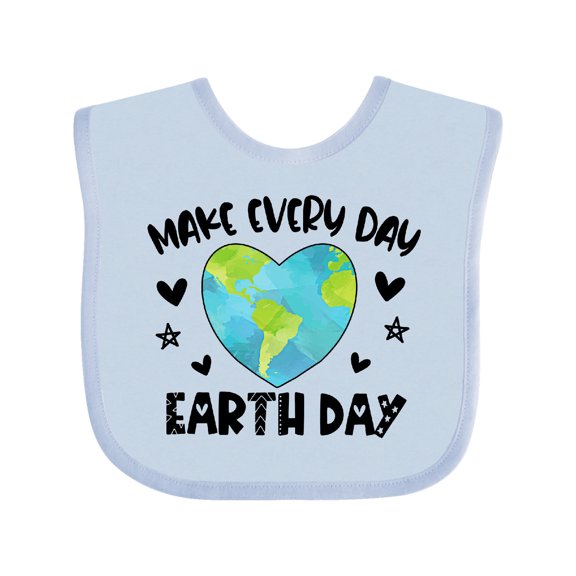 Inktastic Make Every Day Earth Day with Hearts and Stars Boys or Girls Baby Bib