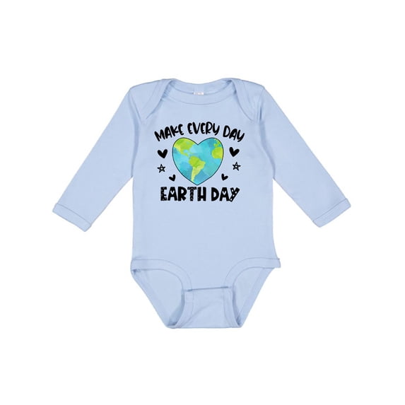 Inktastic Make Every Day Earth Day with Hearts and Stars Boys or Girls Long Sleeve Baby Bodysuit