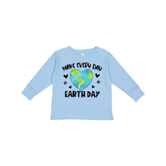 Inktastic Make Every Day Earth Day with Hearts and Stars Boys or Girls Long Sleeve Toddler T-Shirt