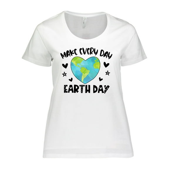 Inktastic Make Every Day Earth Day with Hearts and Stars Women's Plus Size T-Shirt