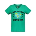 thumbnail image 1 of Inktastic Make Every Day Earth Day with Hearts and Stars Women's V-Neck T-Shirt, 1 of 5