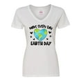 thumbnail image 1 of Inktastic Make Every Day Earth Day with Hearts and Stars Women's V-Neck T-Shirt, 1 of 5