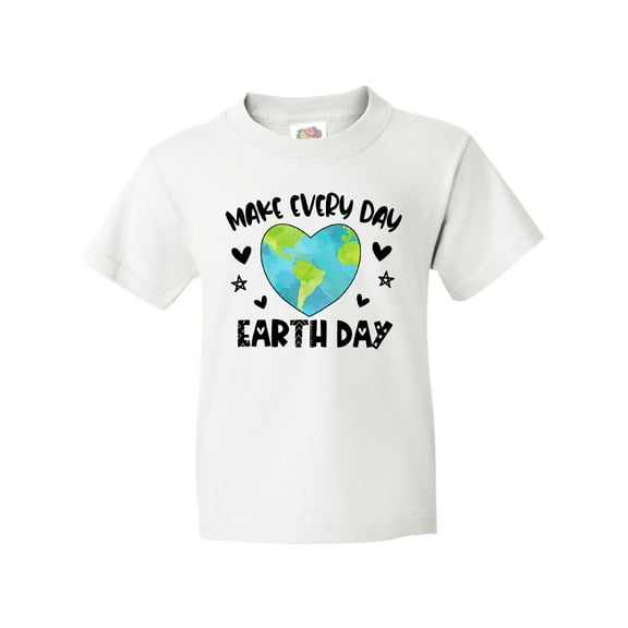 Inktastic Make Every Day Earth Day with Hearts and Stars Youth T-Shirt