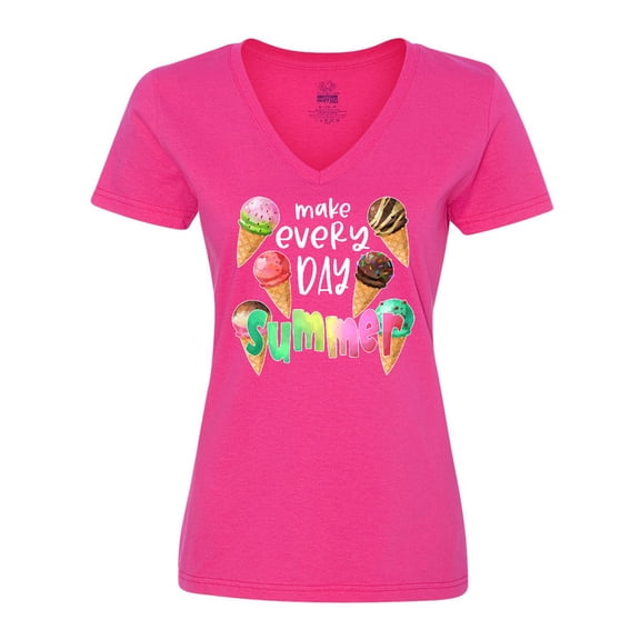 Inktastic Make Every Day Summer Ice Cream Cones Women's V-Neck T-Shirt