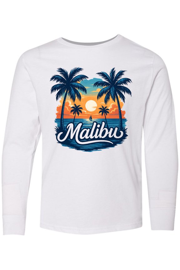Malibu Summer Beach Sunset Long Sleeve Youth T-Shirt