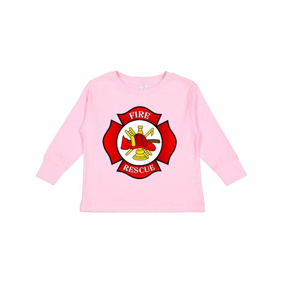 Inktastic Maltese Cross Firefighter Boys or Girls Long Sleeve Toddler T-Shirt
