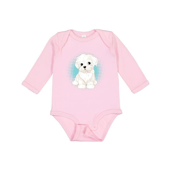 Inktastic Maltese Puppy Dog Boys or Girls Long Sleeve Baby Bodysuit