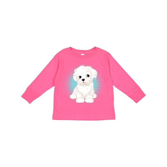 Inktastic Maltese Puppy Dog Boys or Girls Long Sleeve Toddler T-Shirt