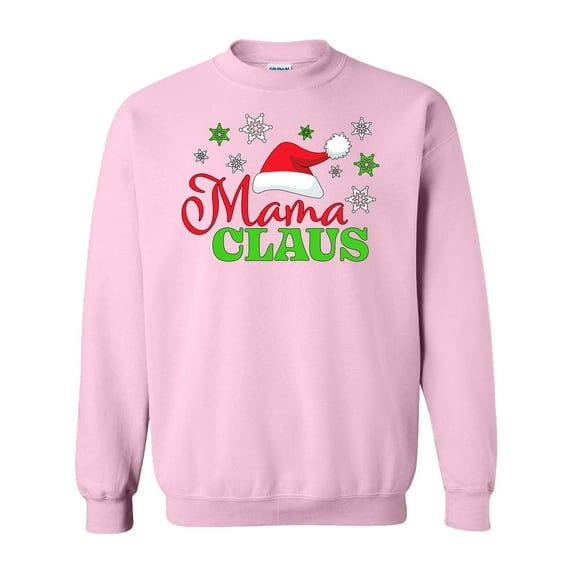 Inktastic Mama Claus with Christmas Santa Hat and Snowflakes Adult Sweatshirt