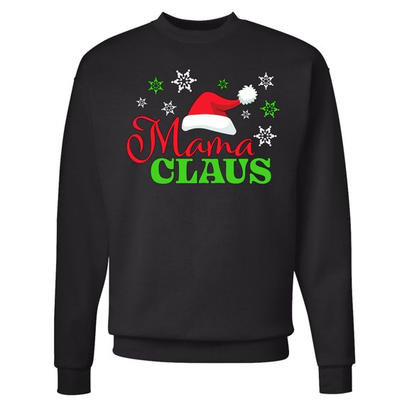 Inktastic Mama Claus with Christmas Santa Hat and Snowflakes Adult Sweatshirt