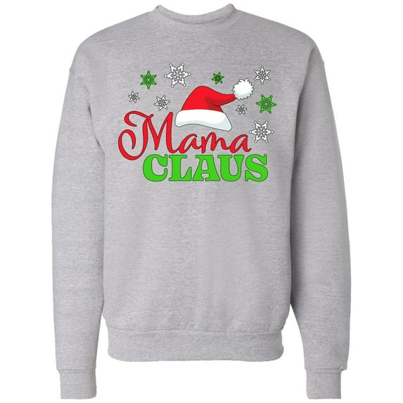 Inktastic Mama Claus with Christmas Santa Hat and Snowflakes Adult Sweatshirt