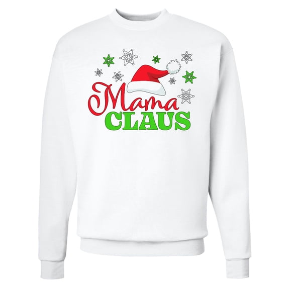 Inktastic Mama Claus with Christmas Santa Hat and Snowflakes Adult Sweatshirt