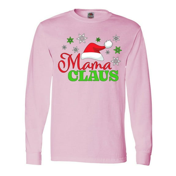 Inktastic Mama Claus with Christmas Santa Hat and Snowflakes Long Sleeve T-Shirt