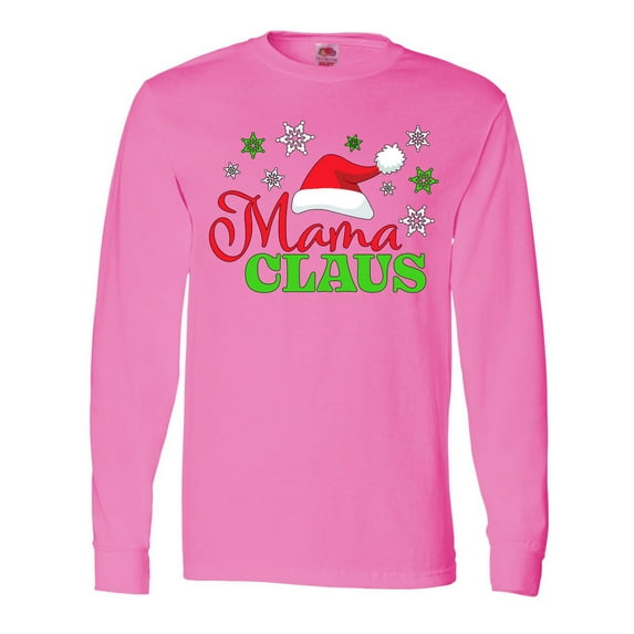 Inktastic Mama Claus with Christmas Santa Hat and Snowflakes Long Sleeve T-Shirt